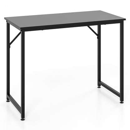L Shaped Computer Desk and Writing Workstation for Home and Office-Rustic Brown - Black