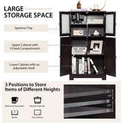 Bathroom Floor Storage Locker Kitchen Cabinet with Doors and Adjustable Shelf-Brown