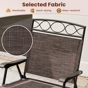 Set of 4 Patio Folding Chairs Set Dining Chairs with Armrests-Brown