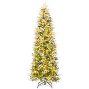 6/7.5/9 Feet Pre-Lit Artificial Christmas Tree Snow Flocked Hinged-7.5 Feet - 7.5 Feet