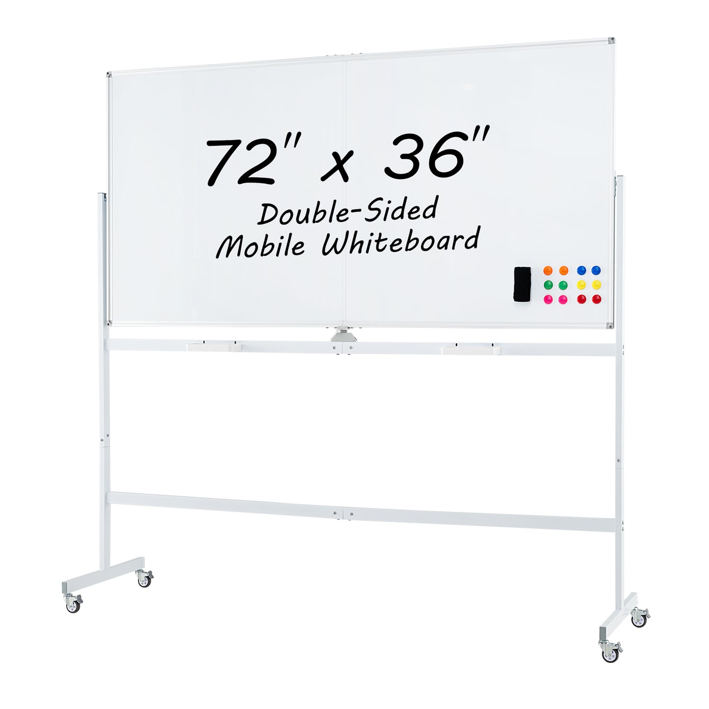 Rolling Double-Sided Magnetic Whiteboard on Wheels with Stand and Aluminum Alloy Frame