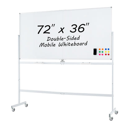 Rolling Double-Sided Magnetic Whiteboard on Wheels with Stand and Aluminum Alloy Frame