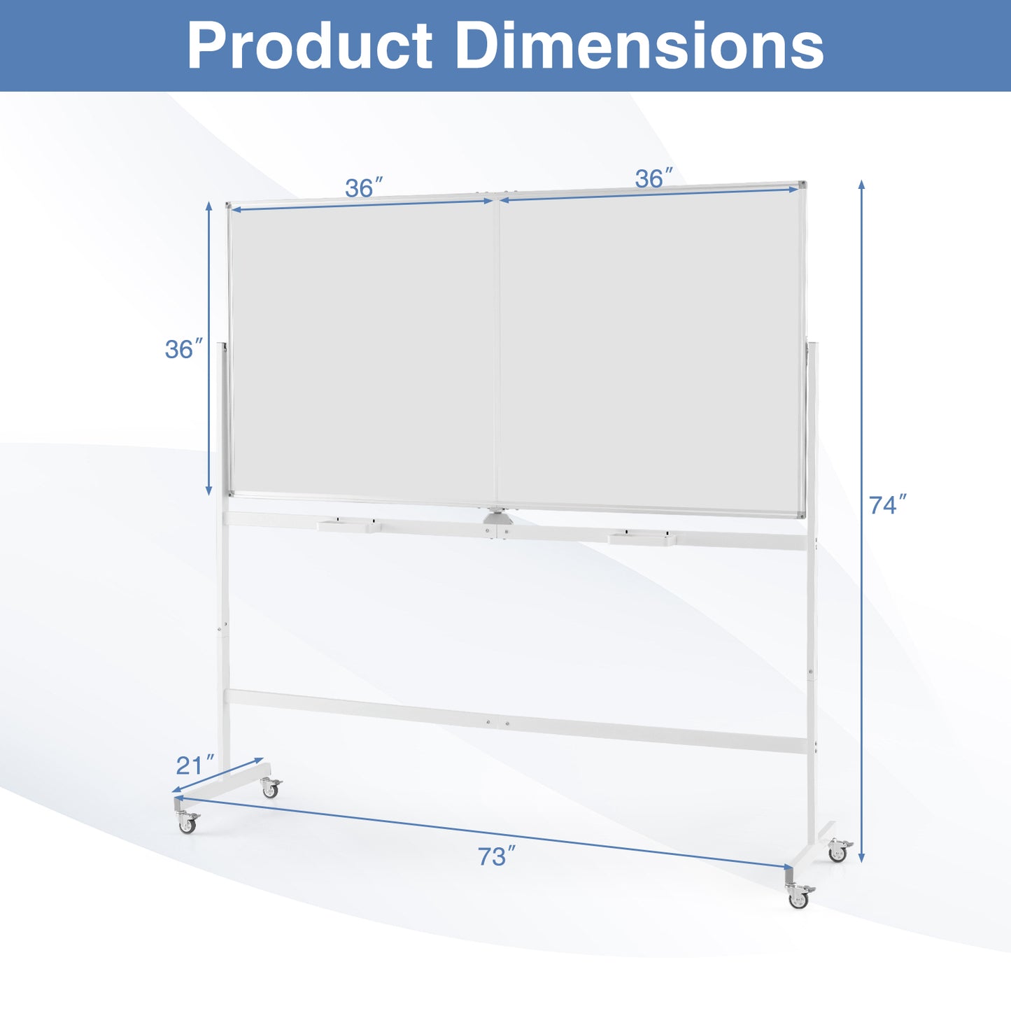 Rolling Double-Sided Magnetic Whiteboard on Wheels with Stand and Aluminum Alloy Frame
