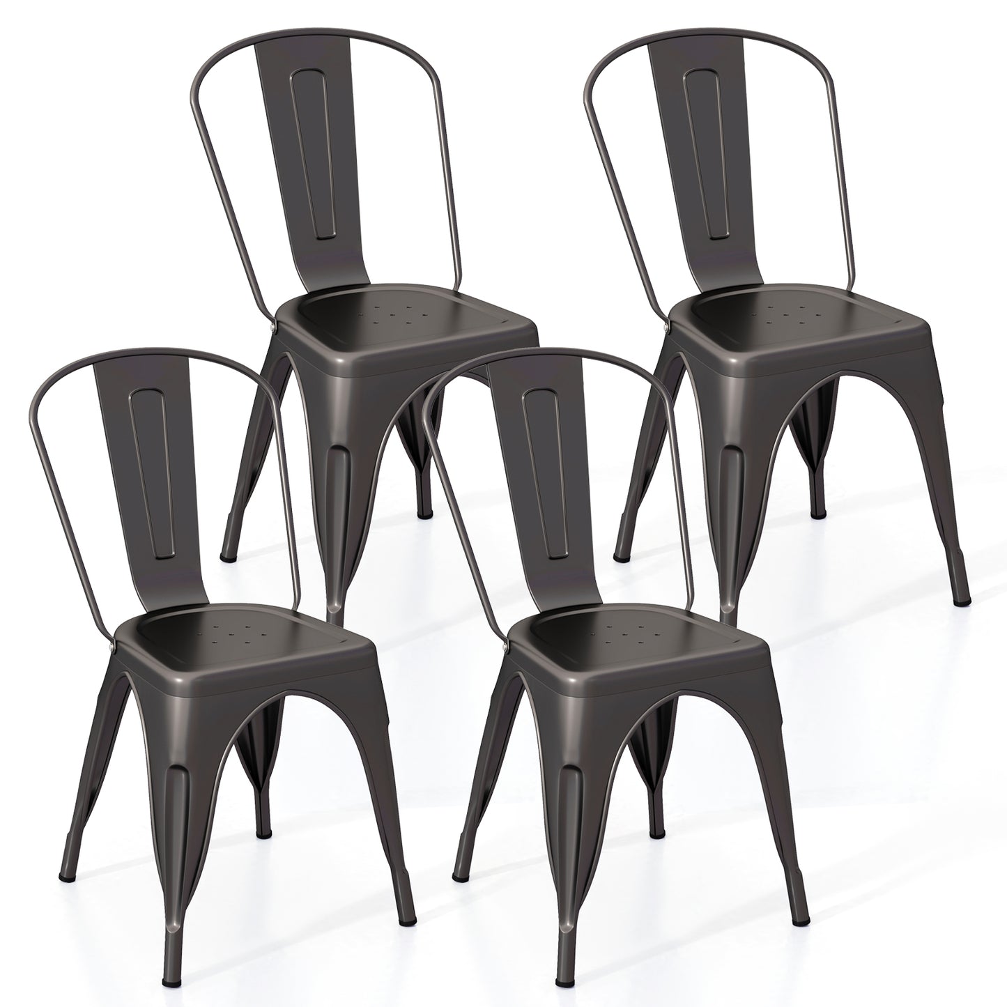 Metal Dining Chairs Set of 4 with Removable Backrest for Dining Room Restaurant Living Room
