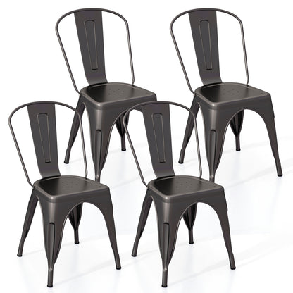 Metal Dining Chairs Set of 4 with Removable Backrest for Dining Room Restaurant Living Room