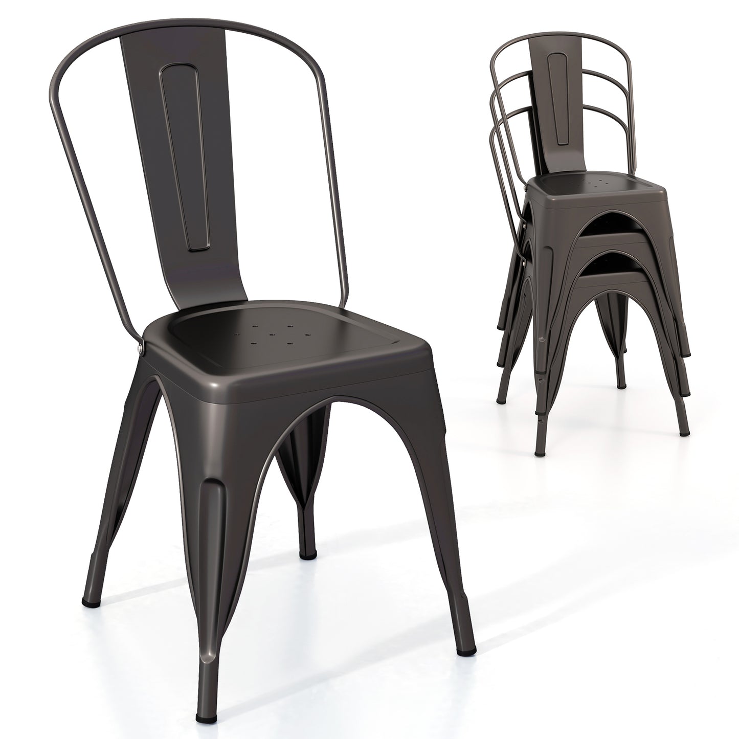 Metal Dining Chairs Set of 4 with Removable Backrest for Dining Room Restaurant Living Room