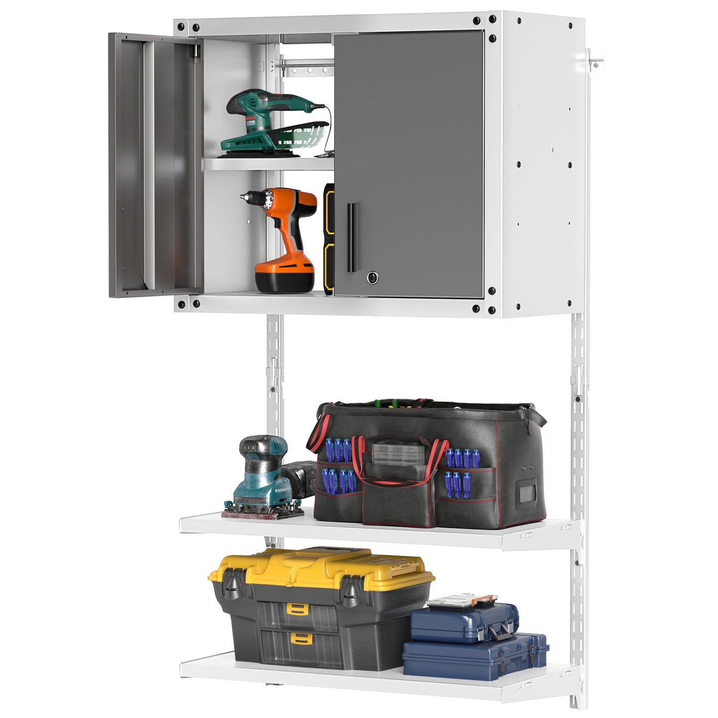 Metal Wall Cabinet with Lock and 3 Adjustable Shelves