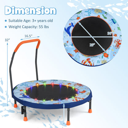 Mini Trampoline Folding Small Rebounder for Kids with Lights