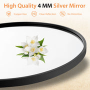 24 Inch Black Circle Bathroom Mirror with Explosion-proof Film