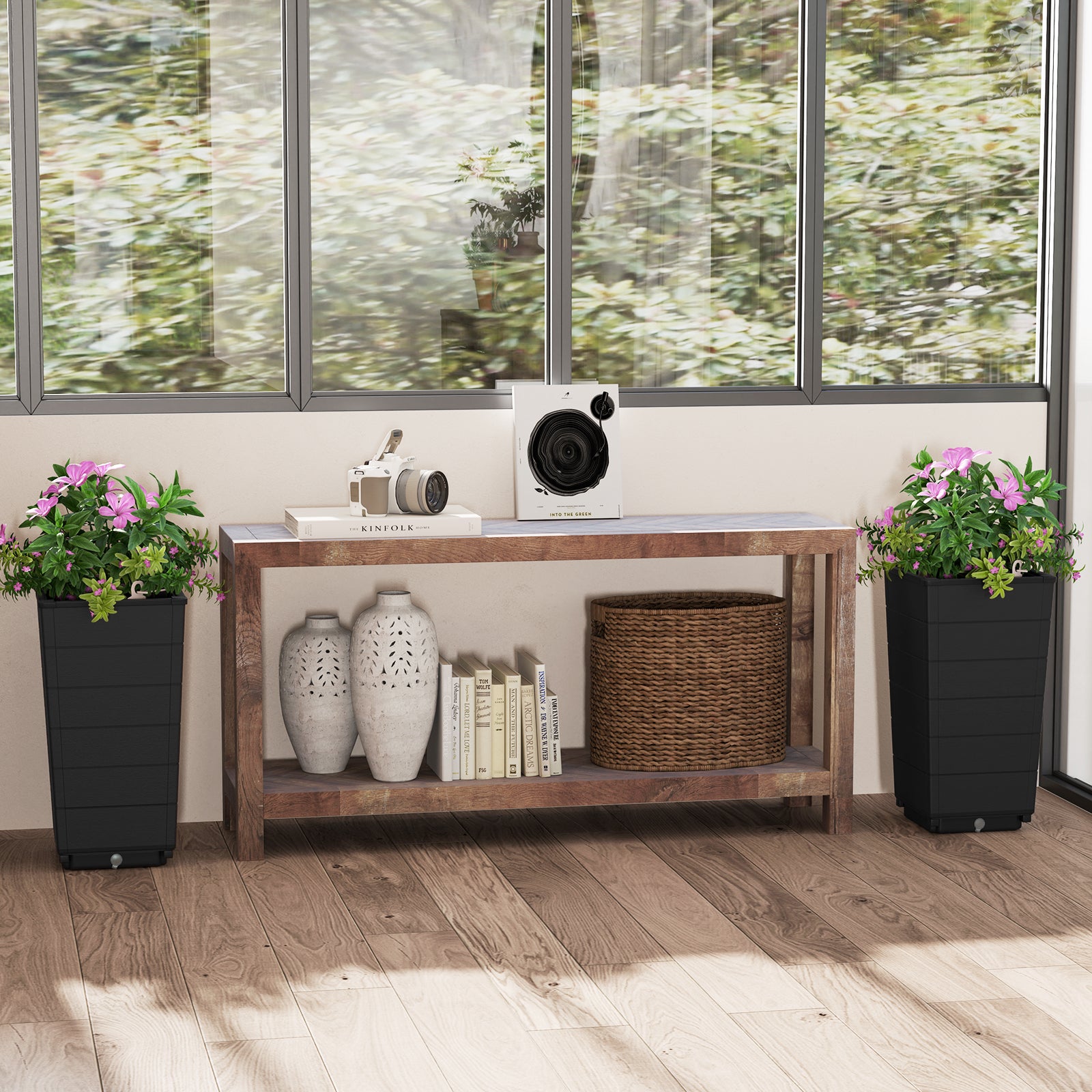 Modern Flower Planter for Front Porch and Lobby-Black