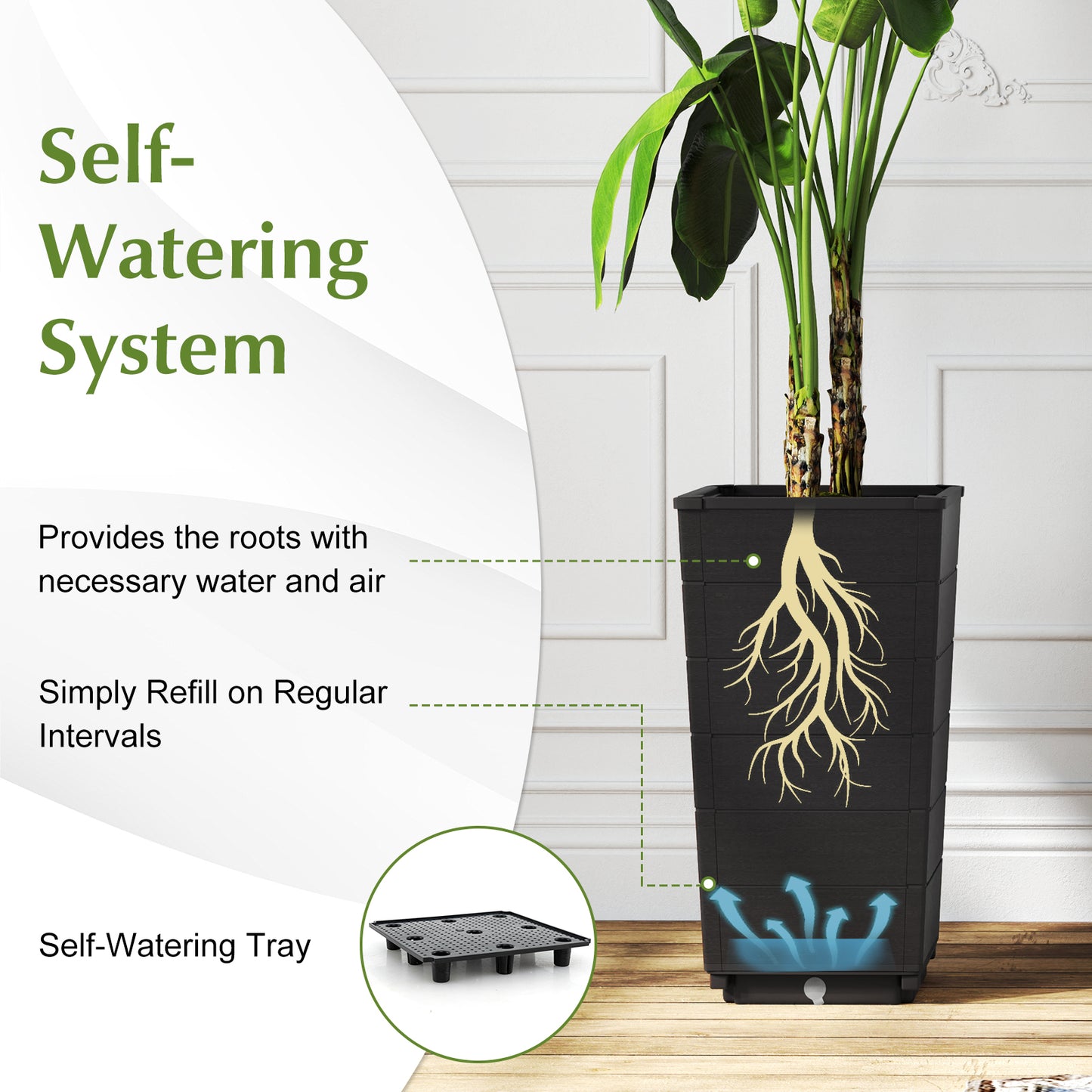 Modern Flower Planter for Front Porch and Lobby-Black