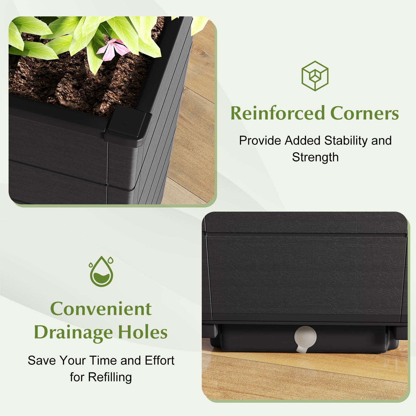 Modern Flower Planter for Front Porch and Lobby-Black