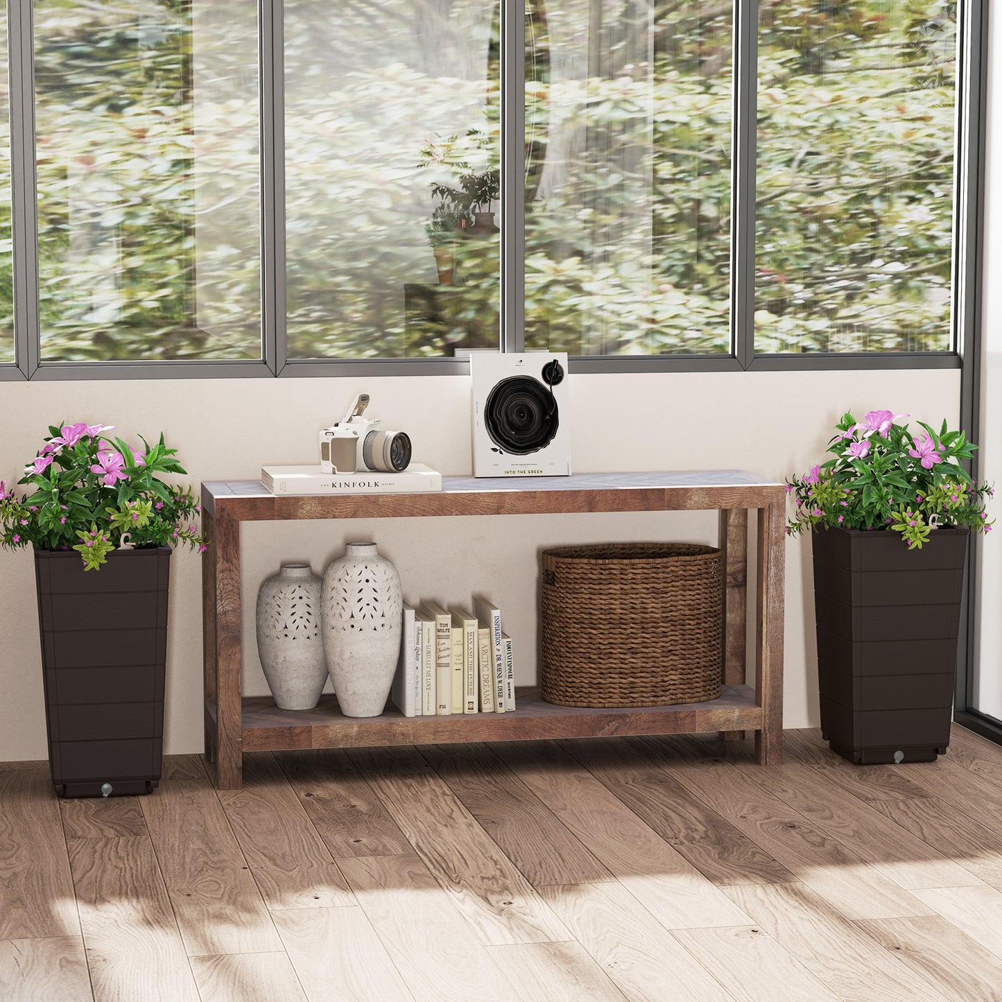 Modern Flower Planter for Front Porch and Lobby-Brown
