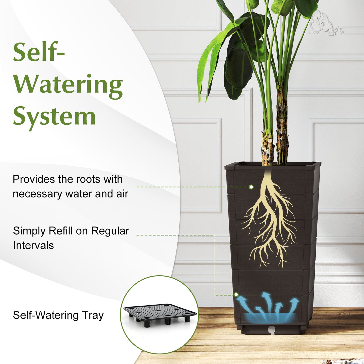 Modern Flower Planter for Front Porch and Lobby-Brown