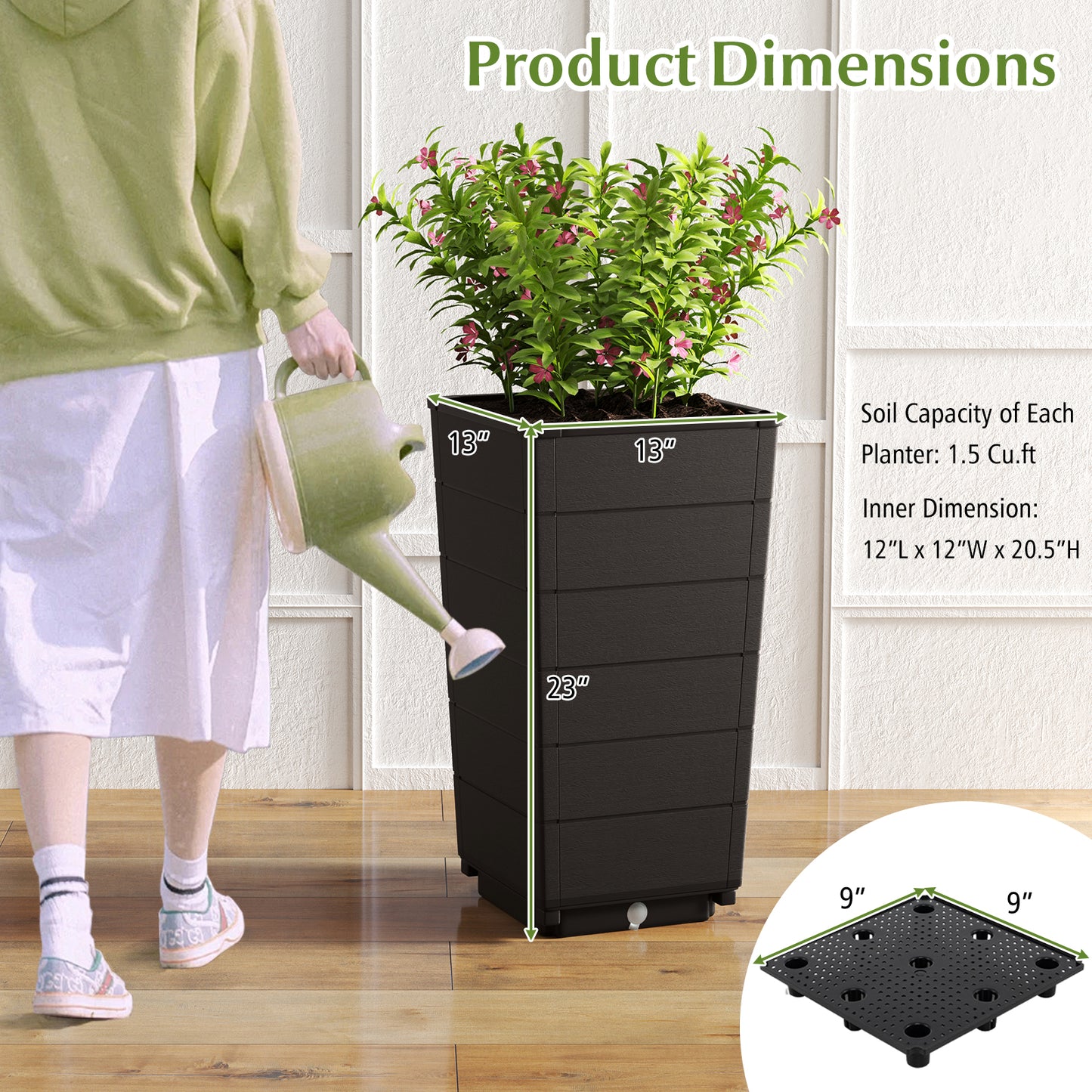 Modern Flower Planter for Front Porch and Lobby-Brown