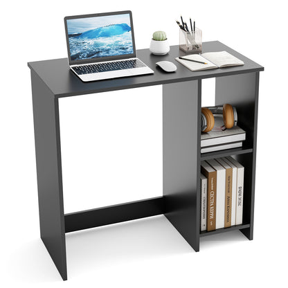 31.5 Inch Modern Home Office Desk with 2 Compartments-Black - Black