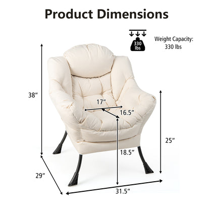 Modern Polyester Fabric Lazy Chair with Steel Frame and Side Pocket