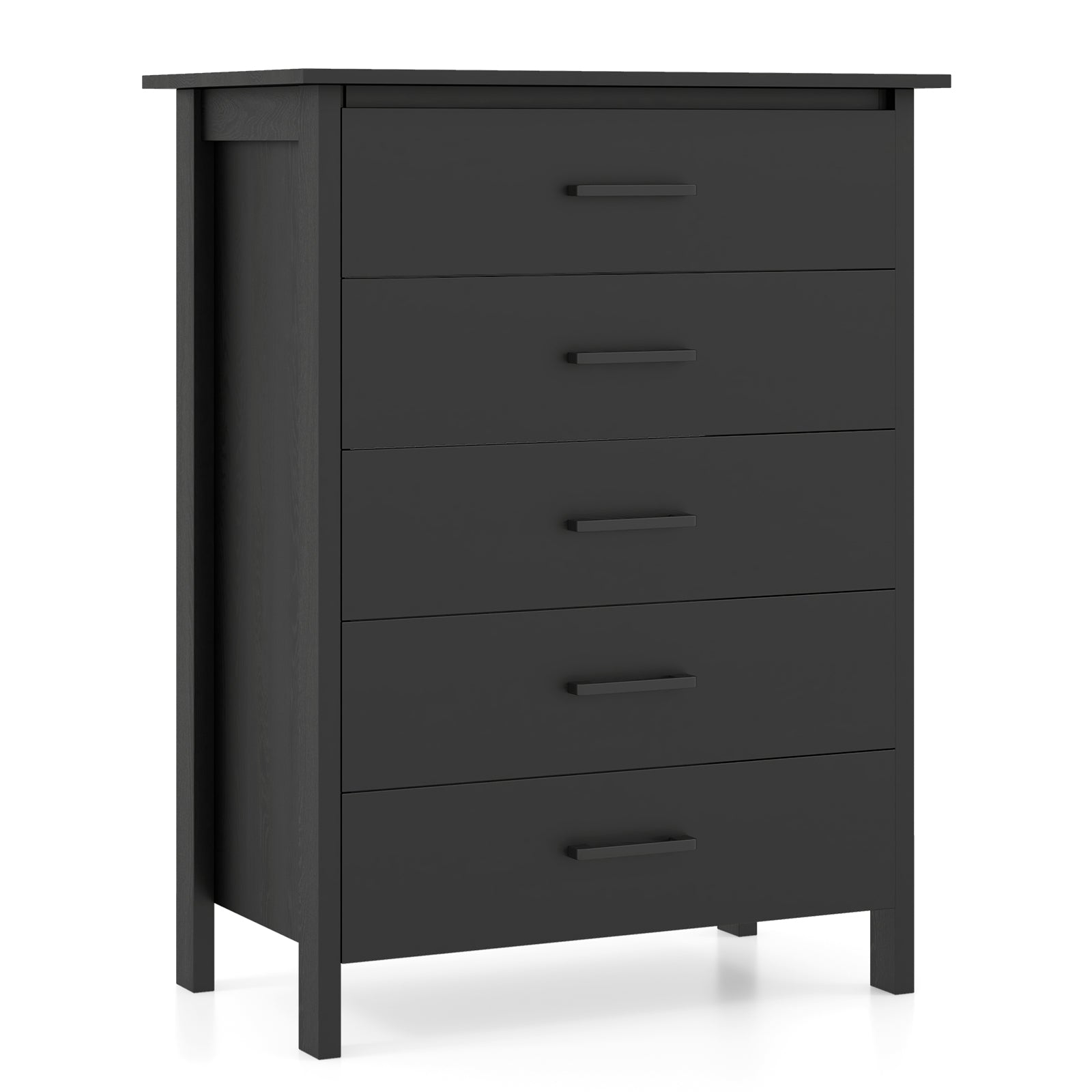 Modern 5-Drawer Multipurpose Chest Dresser with Metal Handles-Grey - Black