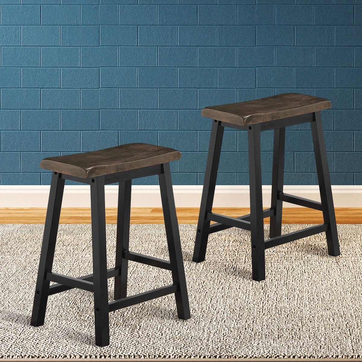 24 Inch Height Set of 2 Home Kitchen Dining Room Bar Stools-Gray