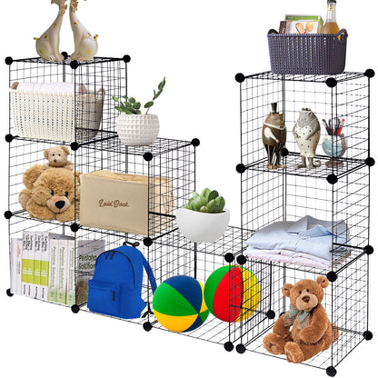 12-Cube Wire Storage Organizer 42" x 14" x 56" Metal Grid