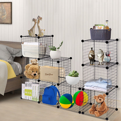 12-Cube Wire Storage Organizer 42" x 14" x 56" Metal Grid