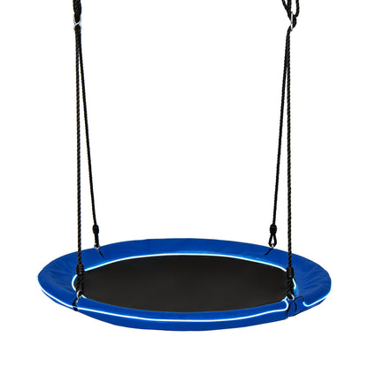 40 Inches Saucer Tree Swing Round with Lights for Kids and Adults-Navy - Navy