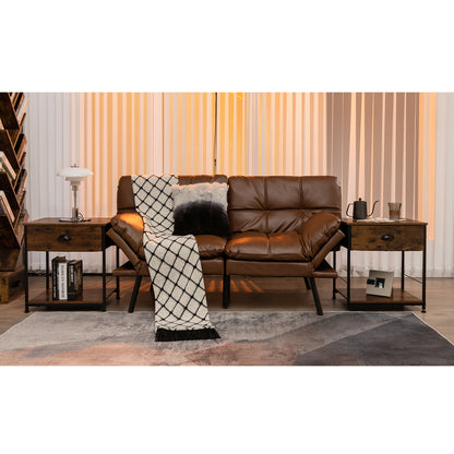 2 Tiers Nightstand with Open Storage Shelf for Living Room Bedroom-2 Pieces