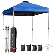 6.6 x 6.6 Feet Outdoor Pop Up Camping Canopy Tent with Roller Bag-Blue - Blue