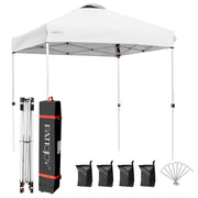6.6 x 6.6 Feet Outdoor Pop Up Camping Canopy Tent with Roller Bag-Blue - White