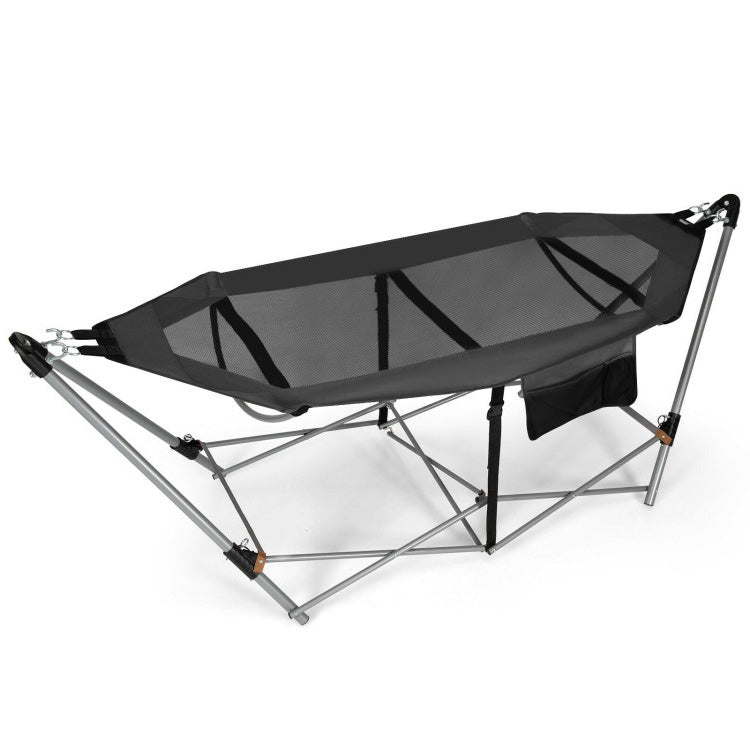 Portable Folding Hammock with Hammock Stand-Gray - Gray