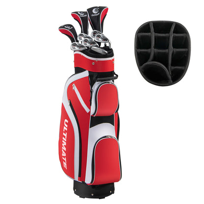 10 Pieces Ladies Complete Golf Club Set with Alloy Driver-Red - Red