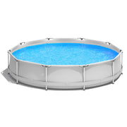 Round Above Ground Swimming Pool With Pool Cover-Gray - Gray