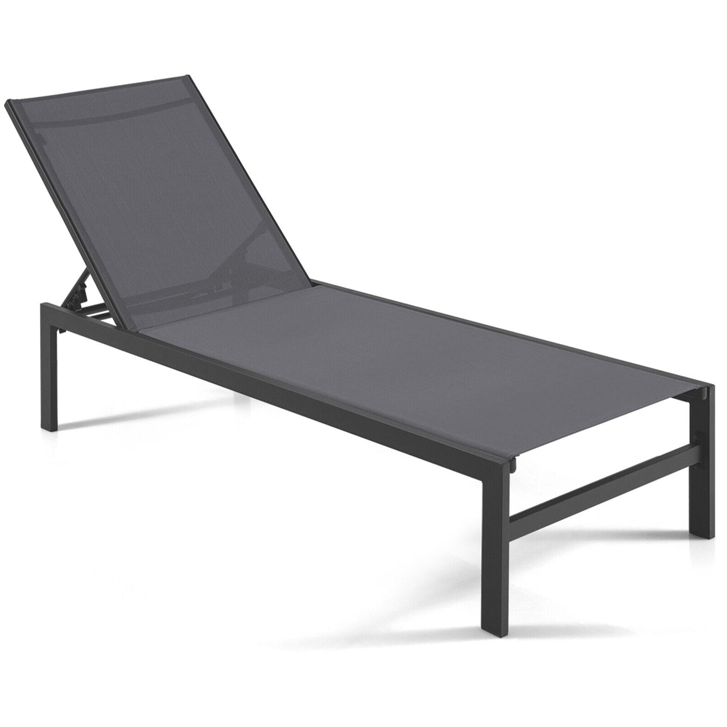 6-Position Chaise Lounge Chairs with Rustproof Aluminium Frame-Brown - Gray