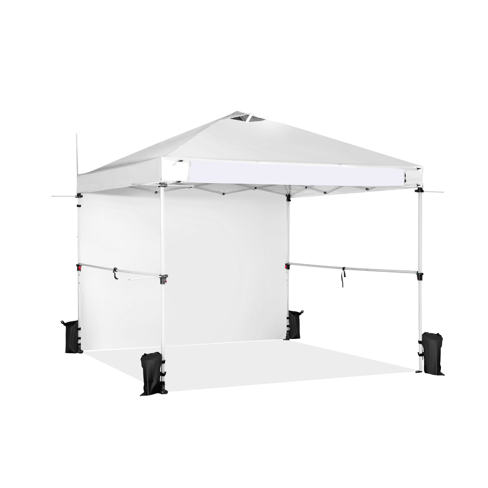 10 x 10 Feet Foldable Commercial Pop-up Canopy with Roller Bag and Banner Strip-White - White