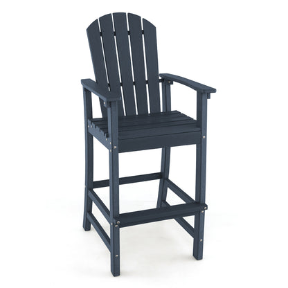 30 Inches Counter Height Outdoor HDPE Bar Stool with Armrests and Footrest-Navy - Navy