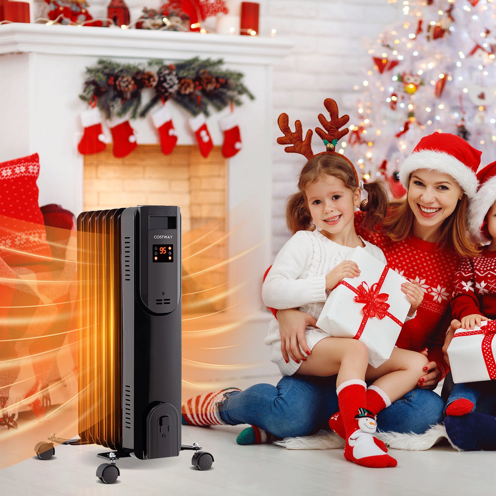 Oil Filled Radiator Heater with Adjustable Thermostat-Black