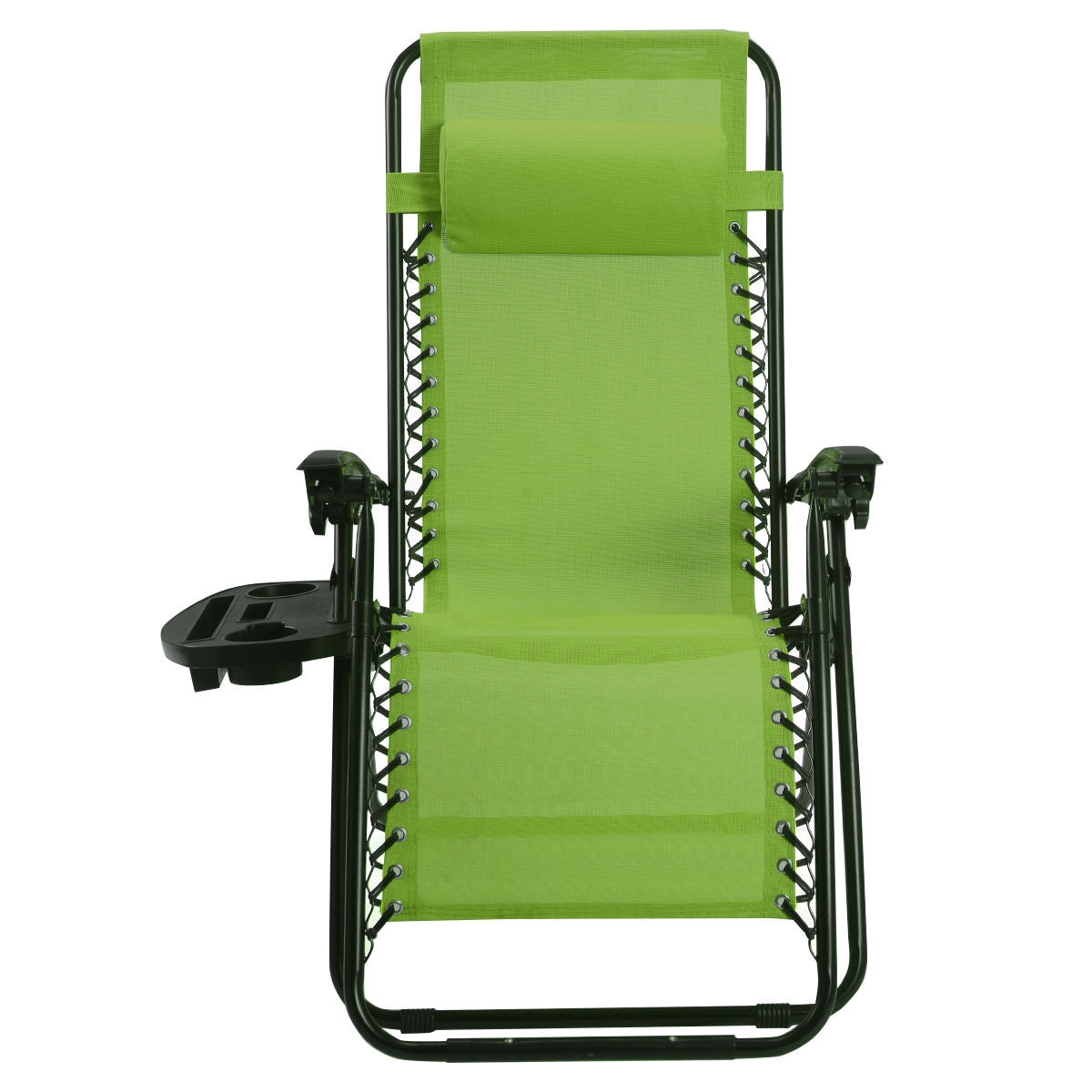 2 Pieces Folding Lounge Chair with Zero Gravity-Orange - Green