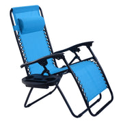2 Pieces Folding Lounge Chair with Zero Gravity-Light Blue