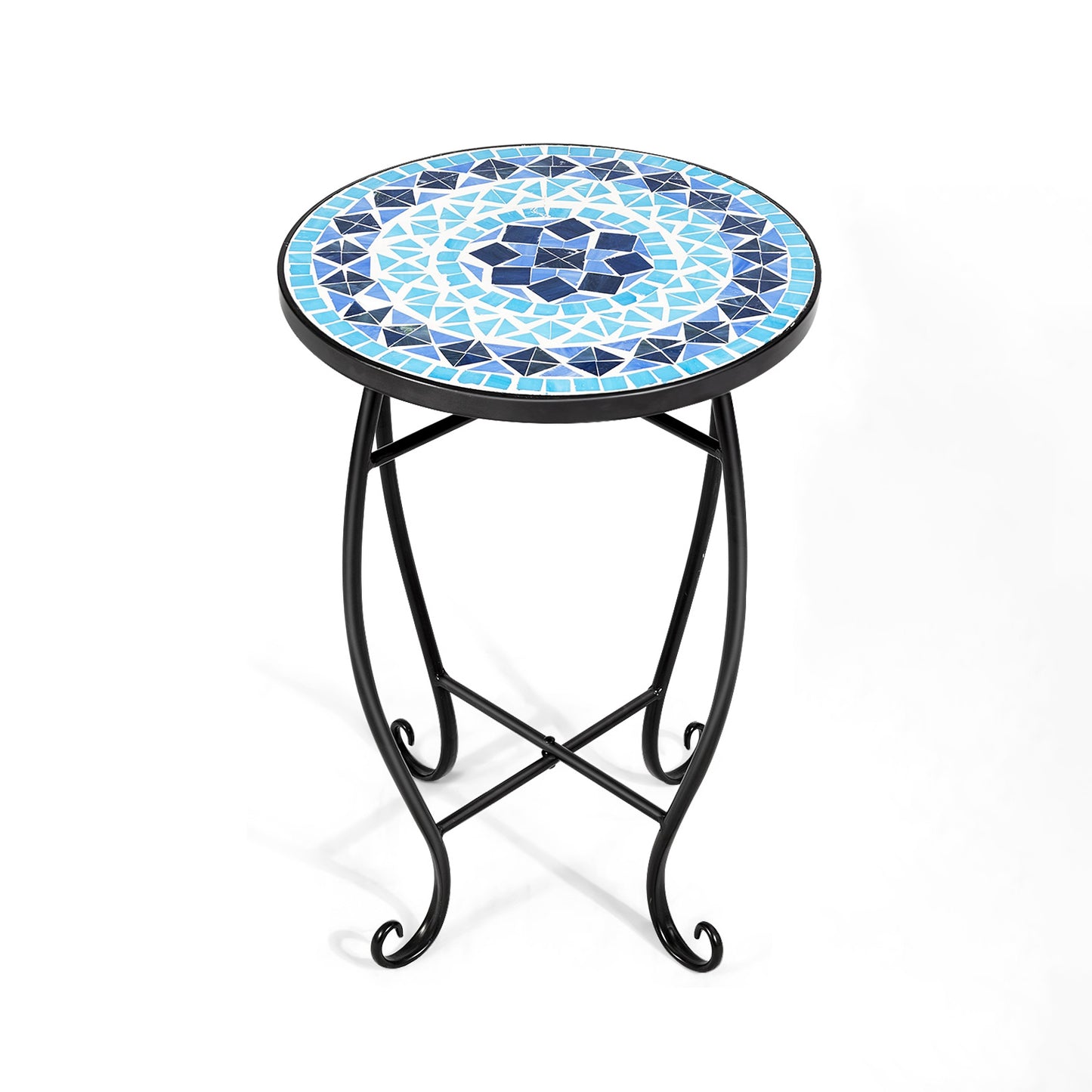 Outdoor Indoor Steel Accent Plant Stand Cobalt Table-Blue - Blue