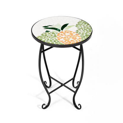 Outdoor Indoor Steel Accent Plant Stand Cobalt Table-Blue - Yellow