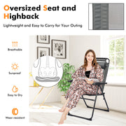 2 Pieces Patio Adjustable Folding Recliner Chairs with 7 Level Adjustable Backrest-Gray