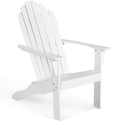 Acacia Wood Outdoor Adirondack Chair with Ergonomic Design-White - White