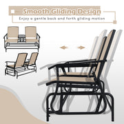 2-Person Rocking Loveseat with Mesh Fabric and Tempered Glass Table