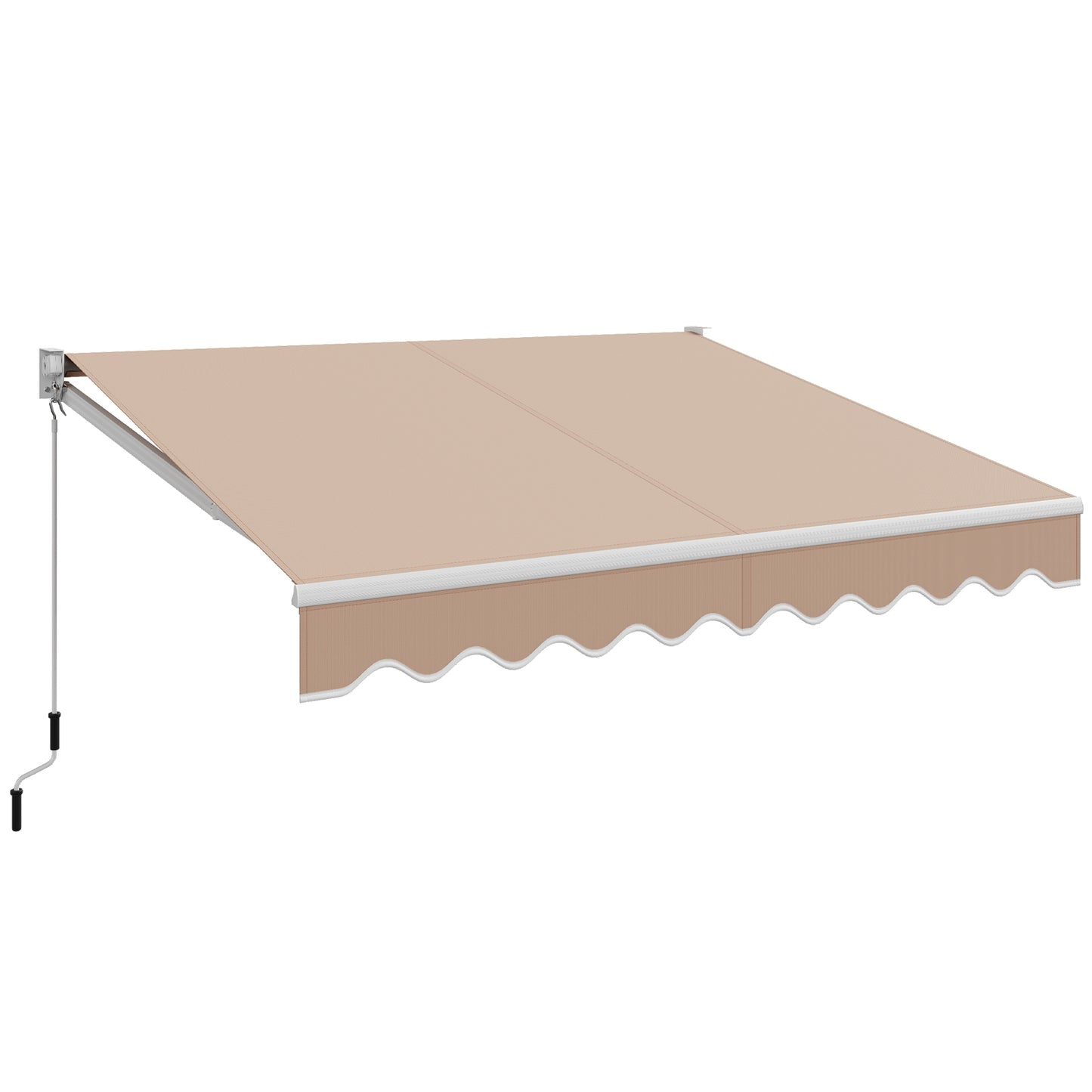 10 x 8.2 Feet Retractable Awning with Easy Opening Manual Crank Handle-Brown - Beige