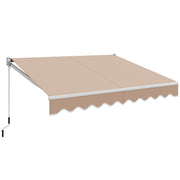 10 x 8.2 Feet Retractable Awning with Easy Opening Manual Crank Handle-Brown - Beige