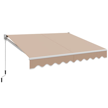10 x 8.2 Feet Retractable Awning with Easy Opening Manual Crank Handle-Brown - Beige