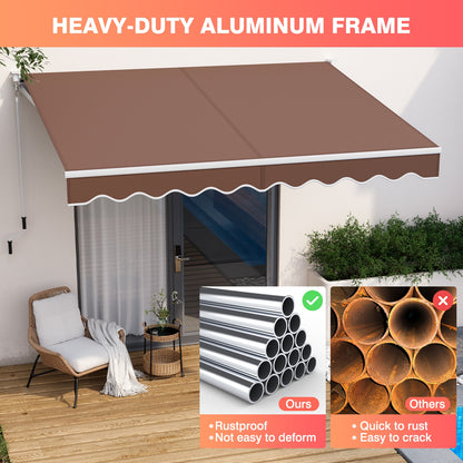 10 x 8.2 Feet Retractable Awning with Easy Opening Manual Crank Handle