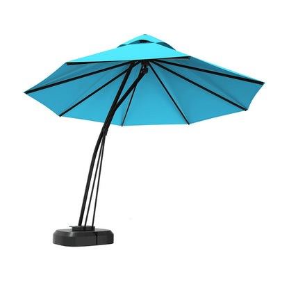 11 Feet Outdoor Cantilever Hanging Umbrella with Base and Wheels-Turquoise - Turquoise