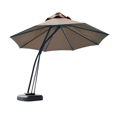 11 Feet Outdoor Cantilever Hanging Umbrella with Base and Wheels-Turquoise - Tan