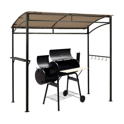 7 x 4.5 Feet Grill Gazebo Outdoor Patio Garden BBQ Canopy Shelter-Brown - Brown